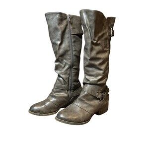 Women's Size 8.5 Brown Zipper over the Calf Boots; SGR Danty